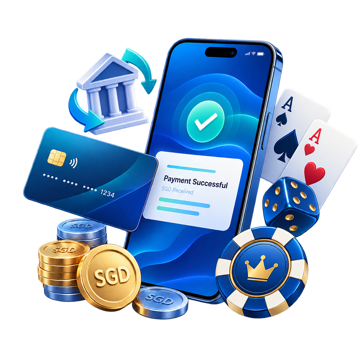 Illustration of successful SGD casino payment on mobile